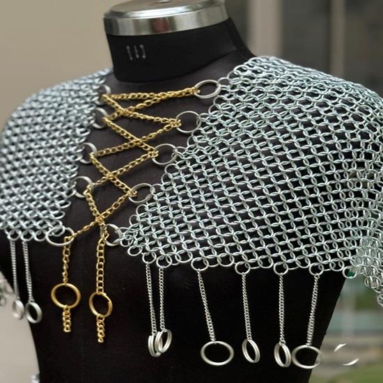 Silver Valkyrie Chainmail Armor Set for Women  Edgy Festival Outfit, Cosplay Costume,  Body Armor, Statement Top And Skirt