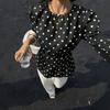 European and American new polka dot versatile French sweet top v-neck slim-fit commuting fashion short-sleeved thin shirt