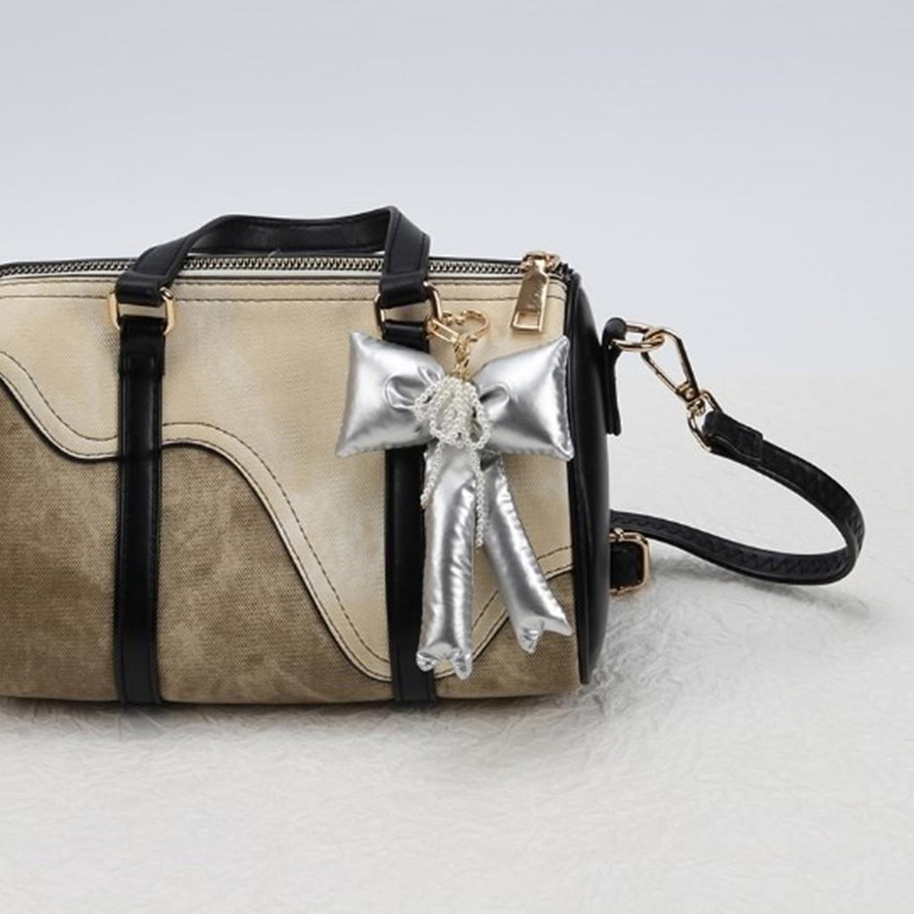 Pearls Bowknot Phone Charm Detachable Phone Lanyard Ornament Colorful Keychain Butterfly Bow Ornament for Bag Wallet