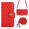 Multi 7 Card Crossbody Leather Wallet Case For Cricket Magic 2 Debut S3 Outlast Icon 6 Lanyard Checkered Wristlet Flip Cover