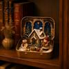 Christmas Mantelpiece A Tin Set in Ornament Mini Box, Pocket Size Holiday Scene Desktop