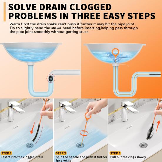 Yousheng 3/5Pcs Sink Dredger Reinforced Hook Tip Break-Proof Wire Rope Hair Clog Remover Long Reach Sink Cleaner