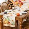 Bonhause Fall Pumpkins Maple Leaves Table Runner 13x72 Inch Orange Buffalo Plaid Autumn Thanksgiving Kitchen Dinning Table Decoration for Indoor