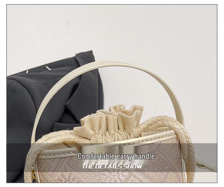 Zhuang Brocade Women's DIY Retro Bucket Crossbody Bag with Drawstring