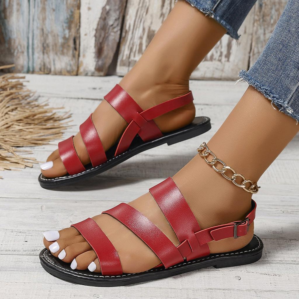 Large size buckle with flat sandals women's one-word buckle beach cool slippers sandals