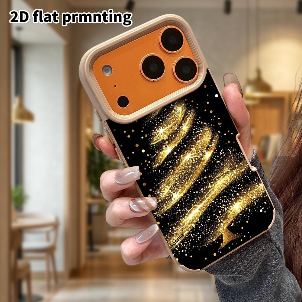 Phone Case: Lambskin 2D Flat Samsung Galaxy A34 A35 M05 M06 S20 S22 S21 FE Plus 5G Protective Case, Black Gold Glitter, Christmas and Halloween Gift