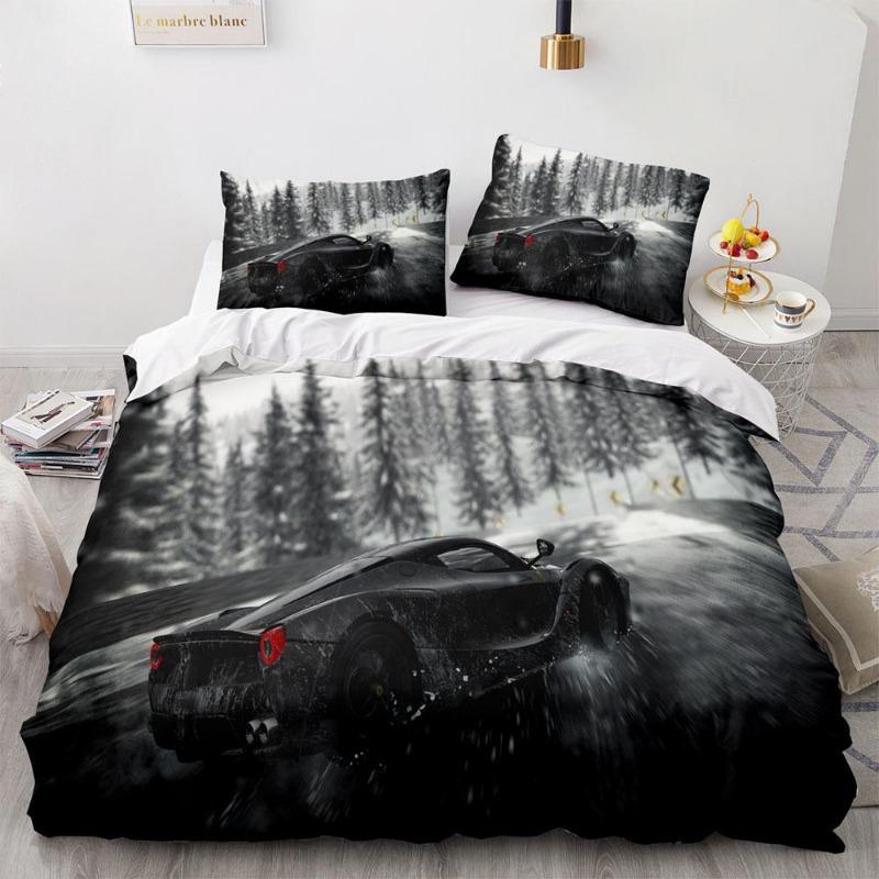 Sports Car Duvet Cover Sets Full Size,2/3 Piece Race Car Bedding Sets with Pillowcases for Teens Boys 2/3pcs Polyester Quilt Cover Gift