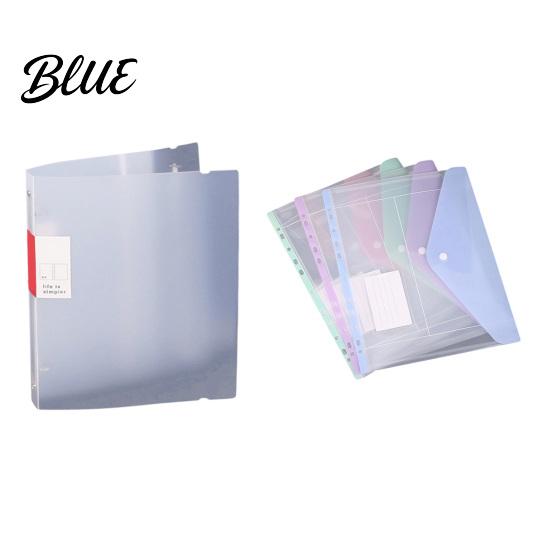 Macaron Color Document Bags 11 Hole Expandable Binder Folders for 2/3/4 Ring Pouch Plastic Envelopes Soft File Organizers Pocket with Snap