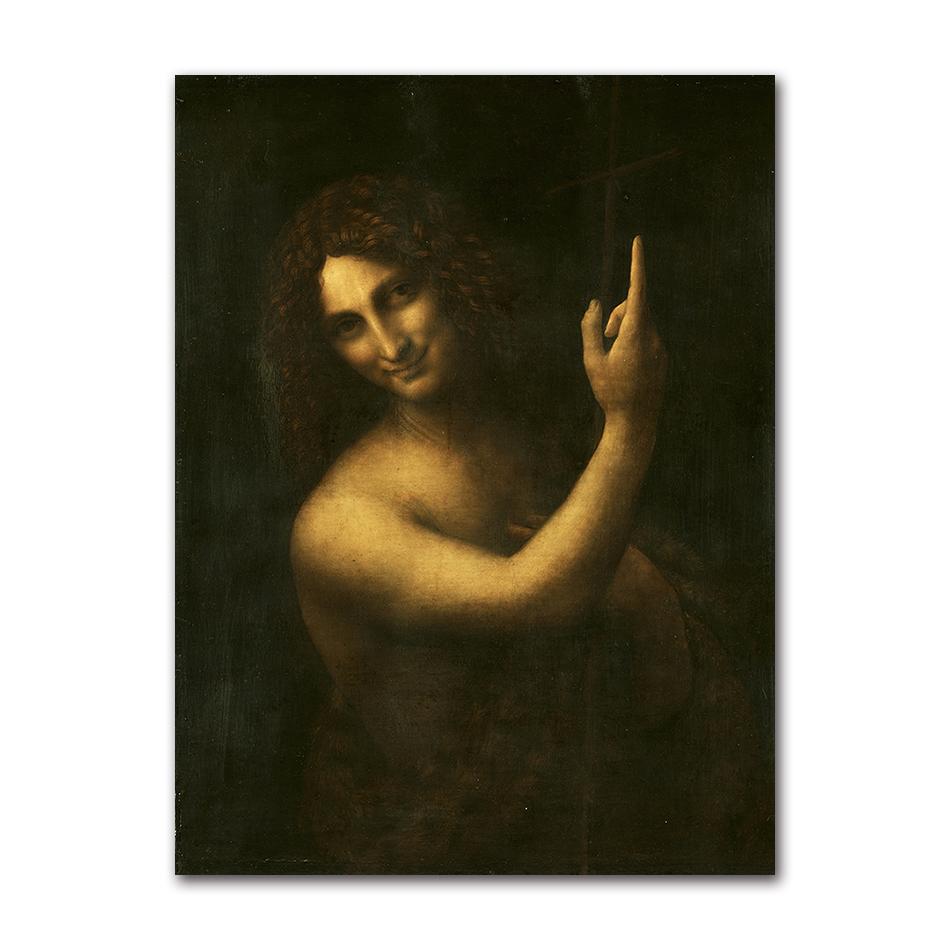 John by Leonardo da Vinci Posters and Prints Wall Art Canvas Painting for Living Room Home Decor Famous The Baptist St. 21X30CMNo Framed