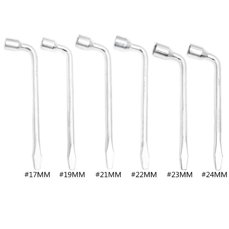 Car Spare Tire Lug Wrench L Type 17/19/21/22/23/24mm Slotted End Socket Repair Tool Tire Wrench Replacement Tool