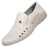 Old man's head summer new men's white hollow cool leather shoes, casual and light foot lazy shoes 59109
