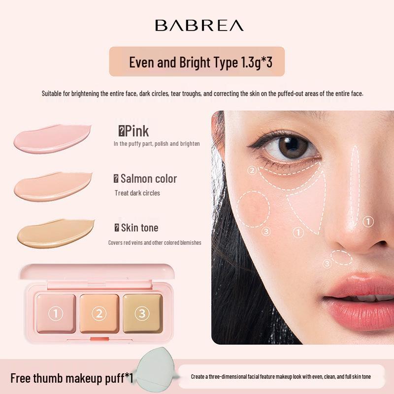 Barbara Three-Color Concealer Palette: Professional Makeup for Covering Spots, Suitable for Men and Women.
