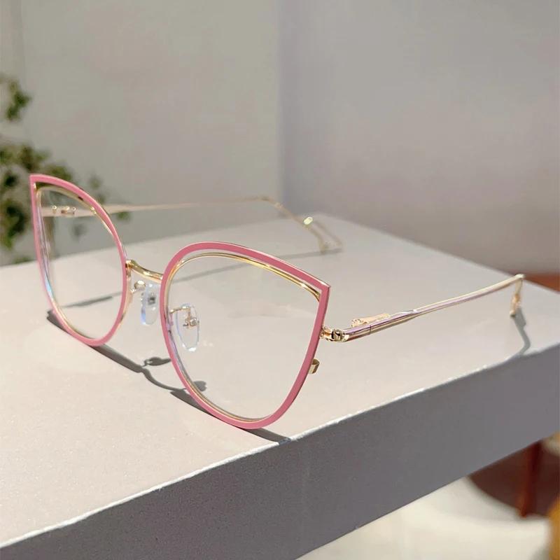 KAMMPT Oversized Cat Eye Glasses Women New Stylish Blue Light Blocking Optical Frames Trendy Sweet Fashion Vintage Decor Eyewear