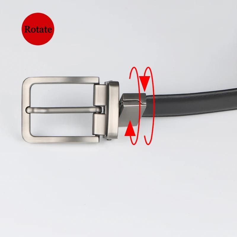 1pc Men's Leather Reversible Belt, Rotate Black Buckle