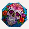 Day of the Dead Sugar Skull Stained Wall Art DecorUmbrella, Portable 3-Fold Compact Umbrella for Men & Women Gift
