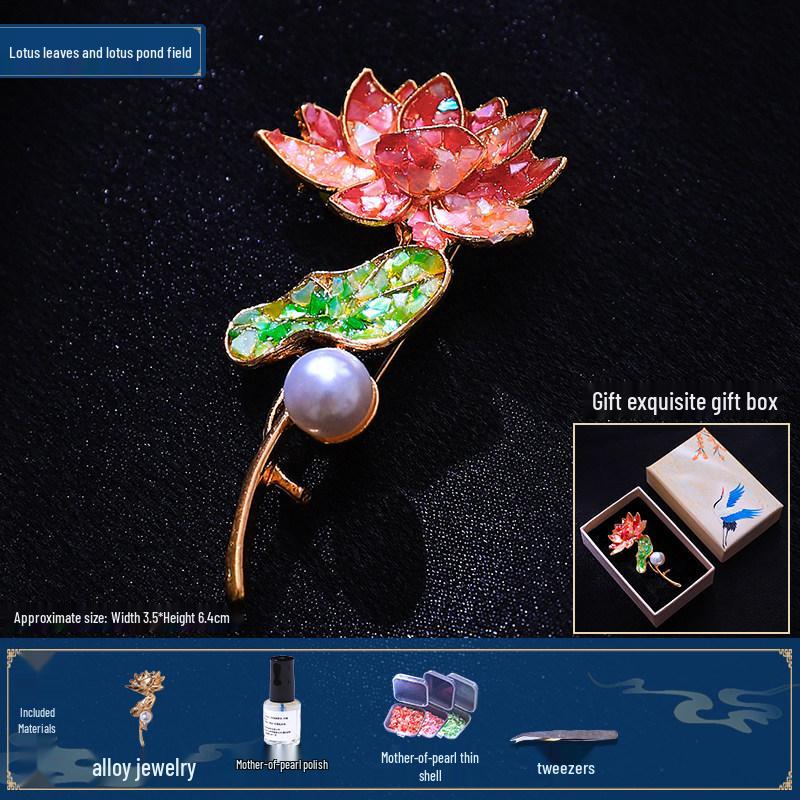 Mother-of-Pearl DIY Brooch Kit - Intangible Cultural Heritage Craft for Teacher's Day