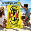 Custom Name Personalized Club America Print Beach Towel, for Trip Camping Beach Party Home Decor, Birthday Gift for Family & Friends
