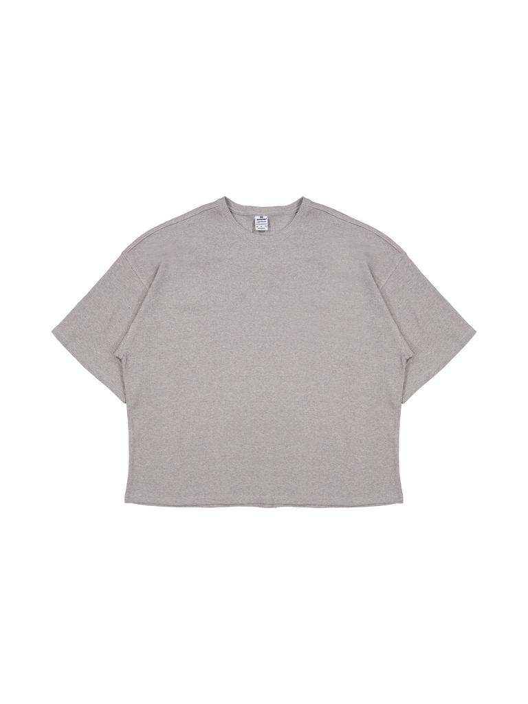 Maebeolig Frame Waffle Oversized Plain T-Shirt Gray