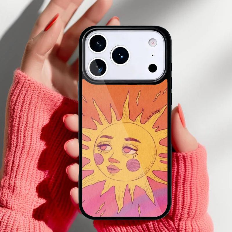 Funny Sun Moon Face soft Phone Case for iPhone 17 16 15 14 13 Pro Max Back Cover for 12 11 Pro Coque