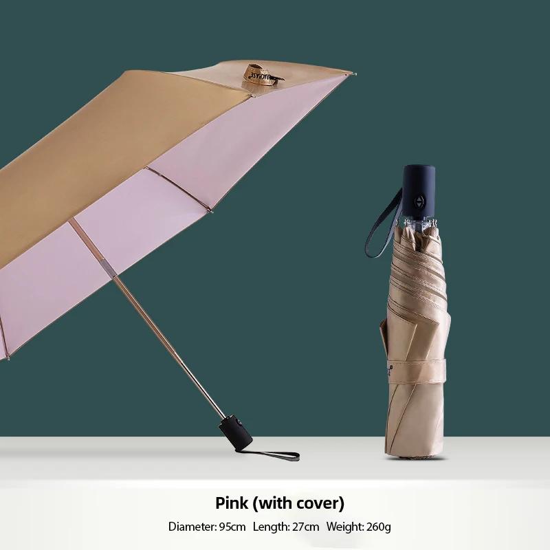 Золотой автоматический зонт от дождя — фото 9