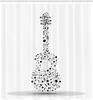 Music Guitar Shower Curtain Musical Notes Design Black White Art Bathroom Decor Waterproof Fabric Creative Home Accessories