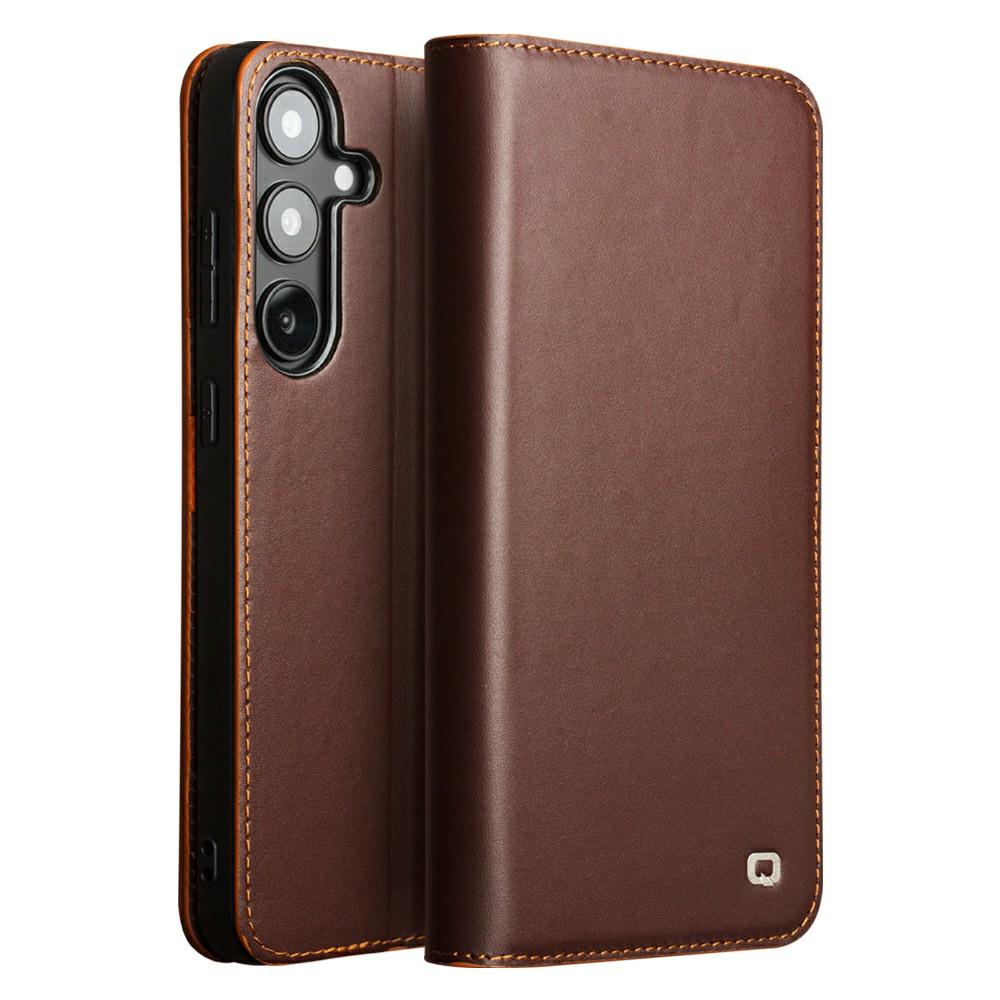QIALINO For Samsung Galaxy S25 Genuine Cow Leather Case Phone Wallet Cover