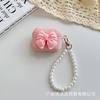 New Apple Earphone Case Horizontal Strip Silicone Bow + Hand Bead Rope AirPods Girl Bow Earphone Cover
