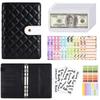 2026 A6 PU Leather Budget Binder Notebook Cash Envelopes System Set With Binder Pockets for Money Budget Saving Bill Organizer