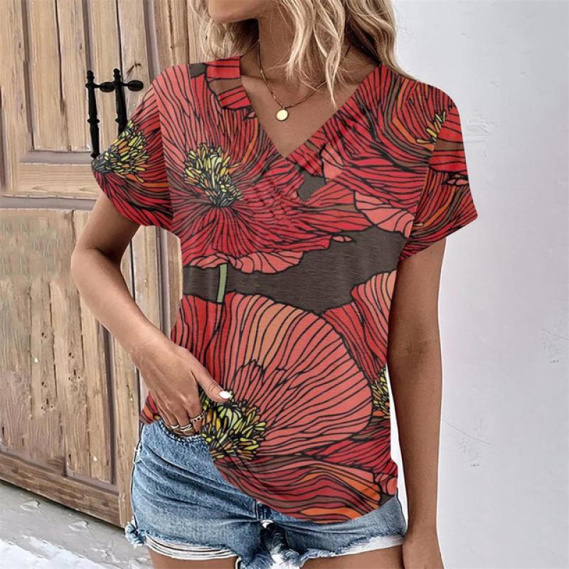 Fashion Beautiful Printed Women's T Shirt Summer Hot Floral O Neck Short Sleeve Tops Street Trend Womens Loose Women's Shirt 5Xl