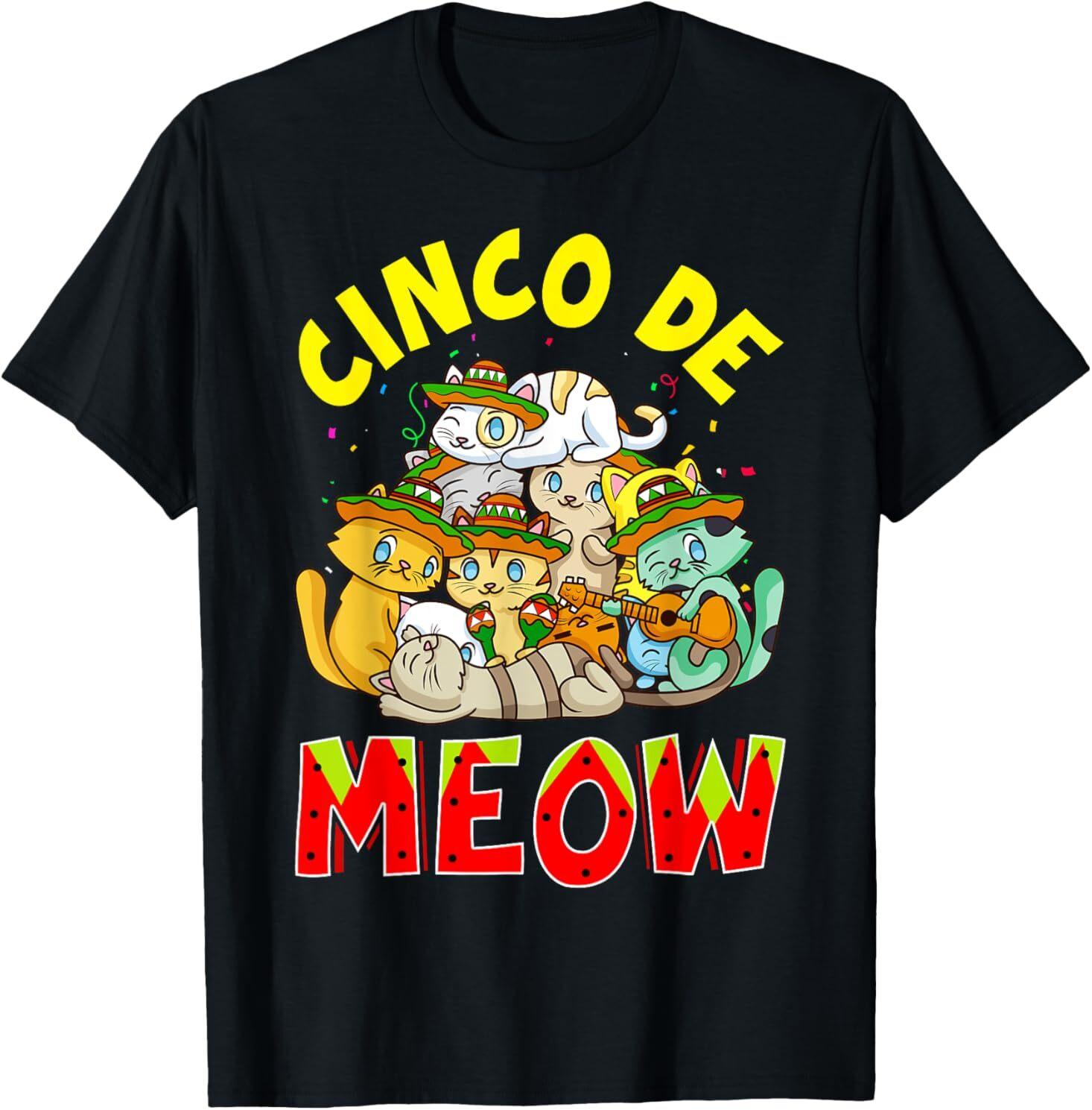 Cat Cinco De Meow Mayo Mexican Fiesta Men Women T-Shirt S