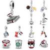 Prata 925 Pingentes Livro de Café Pulseira Charms para Mulheres Joias DIY Contas de Festa Finos Presentes Acessórios