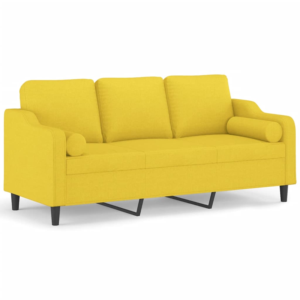 Vidaxl 3-Osobowa Sofa Wypoczynkowa Z Poduszkami, Jasnożółta, 180 Cm