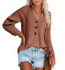 Autumn Winter Women's Button Front Knitted Pullover V Neck Sweater Long Sleeved Knitwear Luxurious Relaxed-fit Slimming and Versatile Top