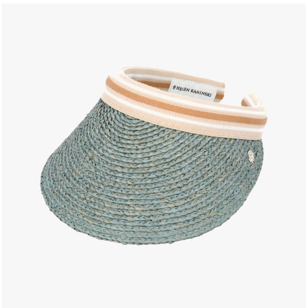 Helen Kaminski Bianca Sea Glass Nougat Stripe Visor Sun Cap Hat50265