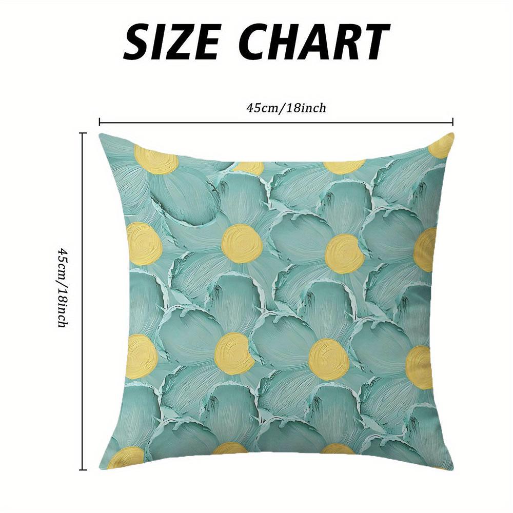 Mint Daisy Art Square Jacquard Pillow Cover for Sofa Office Waist Cushion Cover Home Decorative Pillowcase