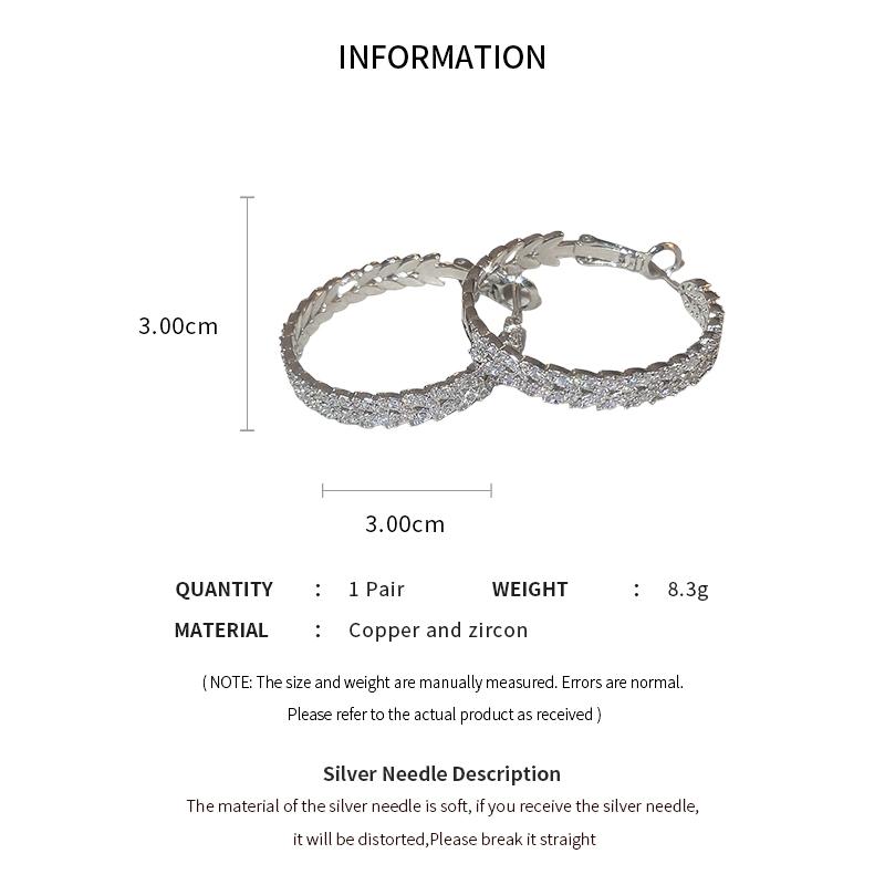 Zinklegierung Nadel Zirkon Blatt Geometrischer Kreis Ohrringe Europäischer und Amerikanischer Modeschmuck Hochwertige Ohrringe Tägliches Pendeln Zirkon