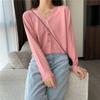 Knitted sweater for women, small man, solid color jacket, short cardigan V-neck inside with long-sleeved sweater, small simple student