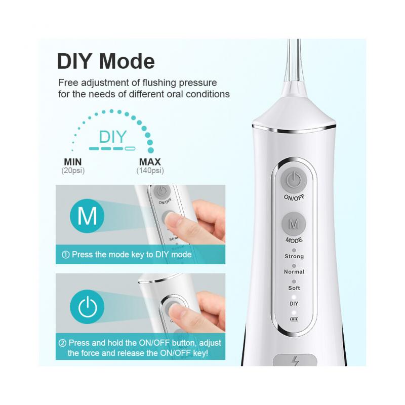 Water Flosser Cordless 300ml Rechargeable 4 Modes 5 Jet Tips Oral Irrigator Black