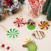 Macaron Color Tree Decorations Wooden Christmas Balls, Candy Stripe Hanging Ornaments, Ornaments Festive Pendant for Holiday Home Party Photo Props