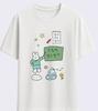 Summer Unisexs White Casual Korean Letter Cute Animal Printed Round Neck Tshirt Neutral 100 Cotton Soft Breathable Short Sleeve
