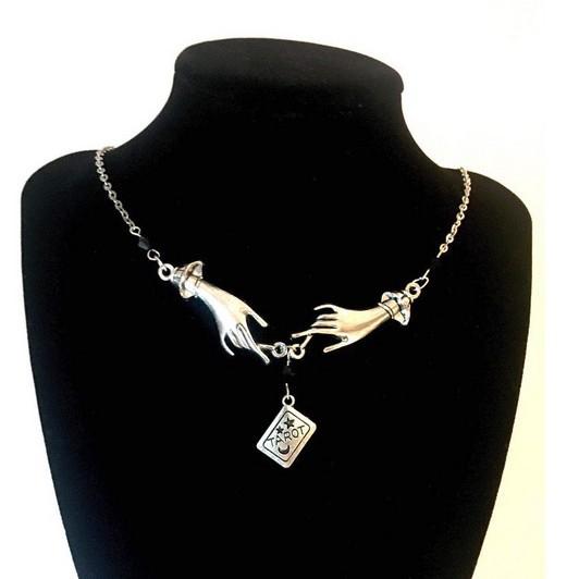 

Vintage Tarot Card Witch Hand Pendant - European American Personalized Letter Charm Necklace