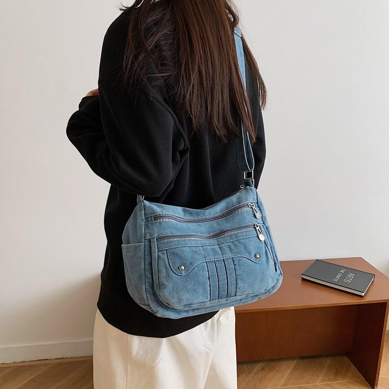 Casual Denim Crossbody Bag Women's Lightweight Commuter Shoulder Bag Fashionable New Style Versatile Korean Design