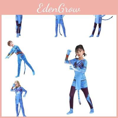 Yetişkinler ve Çocuklar İçin Yumuşak Süt İpek Kumaştan Avatar 2 Cadılar Bayramı Cosplay Tulum