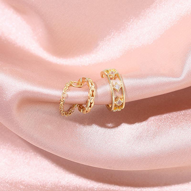 Fashion Punk Zircon Star Chain Tassel Clip Earrings For Women Teen Minimalist Fake Piercing Earbone Ear Cuff Jewelry Gifts