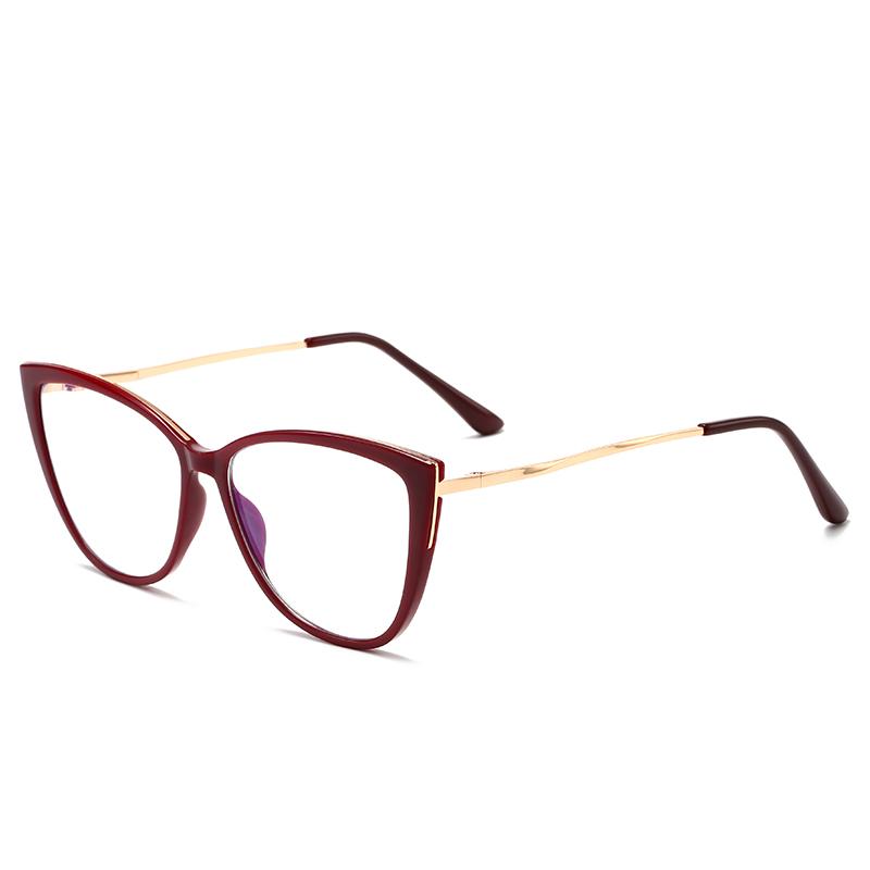 0 -0.5 -0.75 To -6.0 Blue Light Blocking Cat Eye Prescription Glasses For The Nearsighted Women Men TR90 Myopia Frame Diopter
