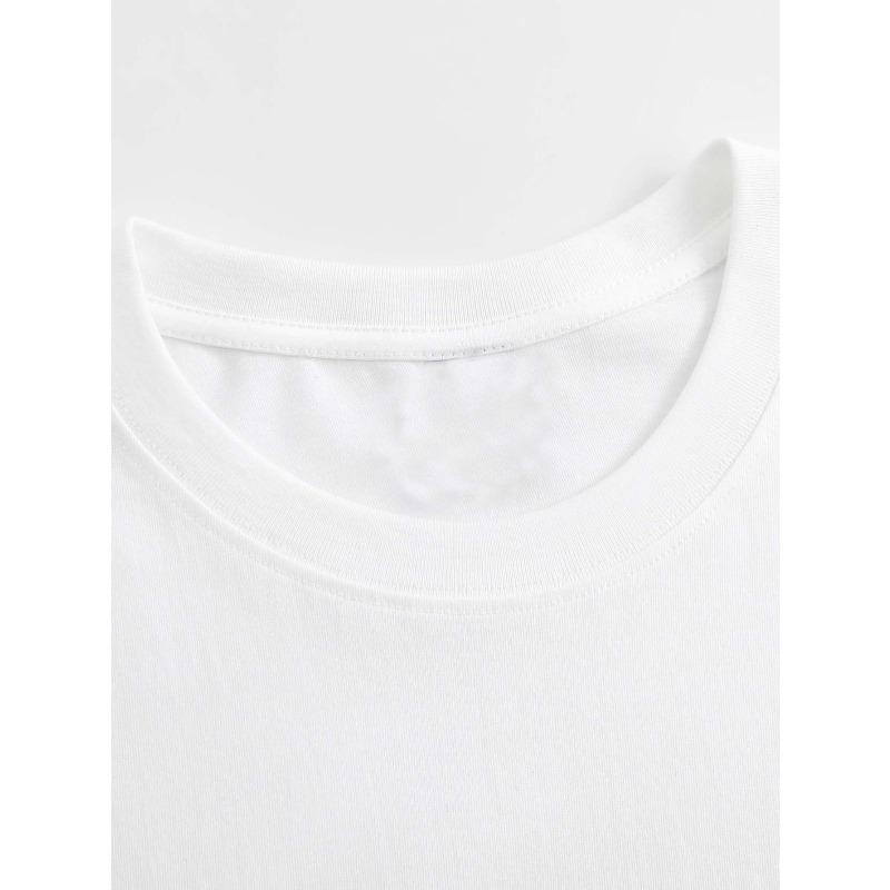 Europäische Größe Damen Weißes Lässiges Kurzarm-T-Shirt mit Süßem Kaffeebecher & Erdbeer-Print - Rundhalsausschnitt, Sommer Alltags-Top für Kaffeeliebhaber