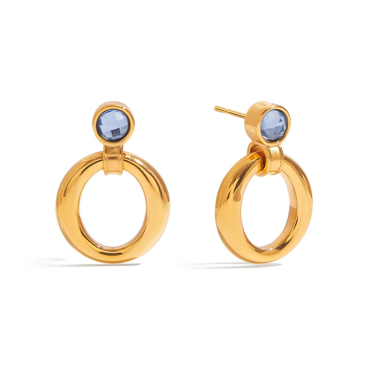 

Yori Blue Bling Cubic Zirconia Doorknob Delicate Stud Earrings Tarnish Resistant Stainless Steel Chic Sweet Jewelry Gift золотистый