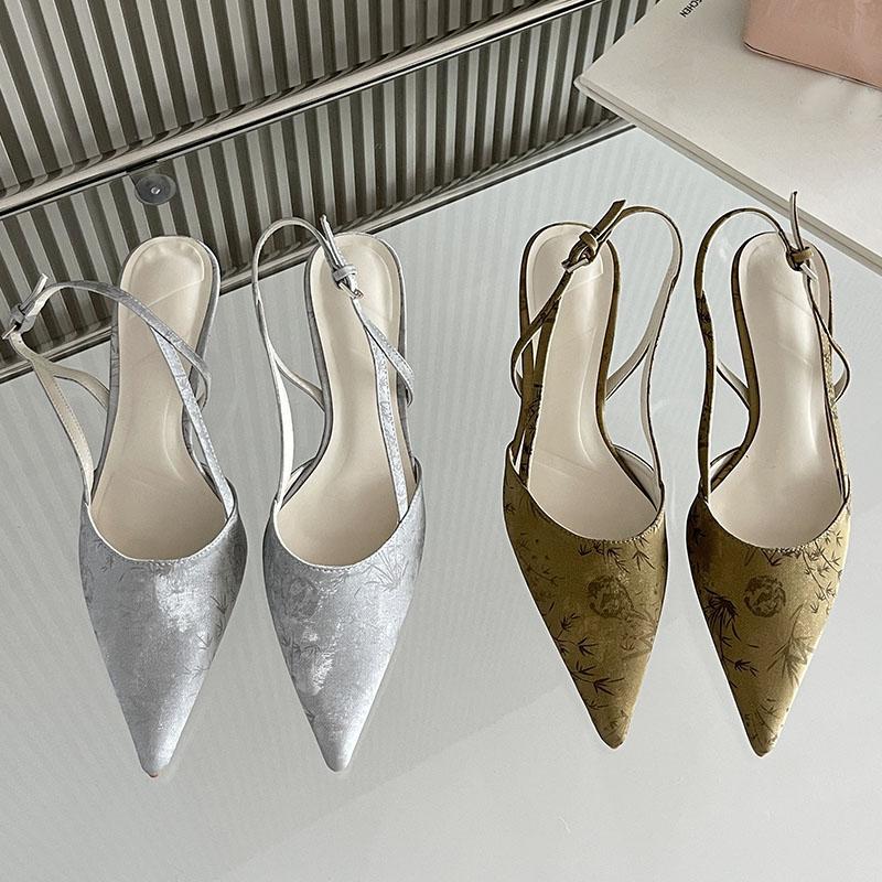 Fashion Big Size 43 Fashion Pointed Toe Ladies Thin Heels Sandals Shoes Female Shallow Footwear Elegant Women Heeled Sandals Shoes