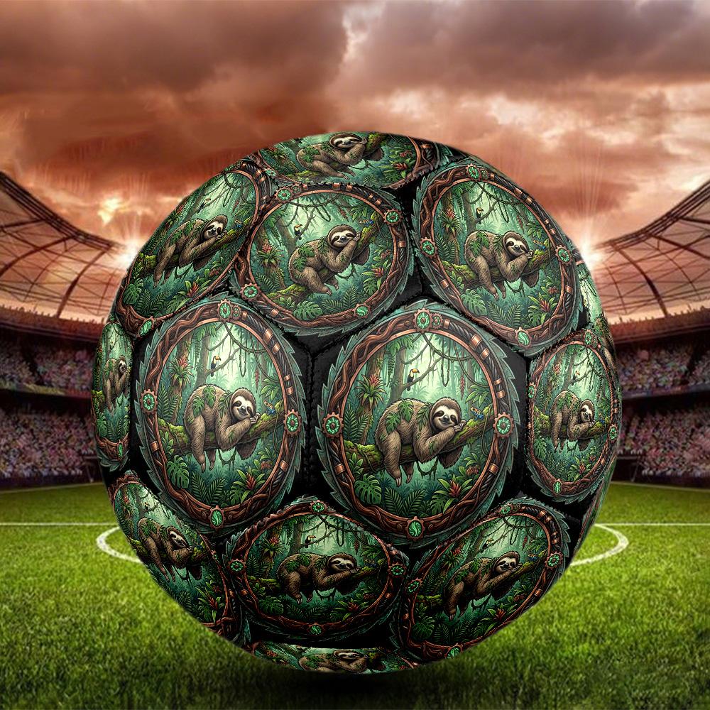 Sloth Tropical Forest Round Football Size 5 Adult Ball Suitable for Training Matches and Outdoor Team.