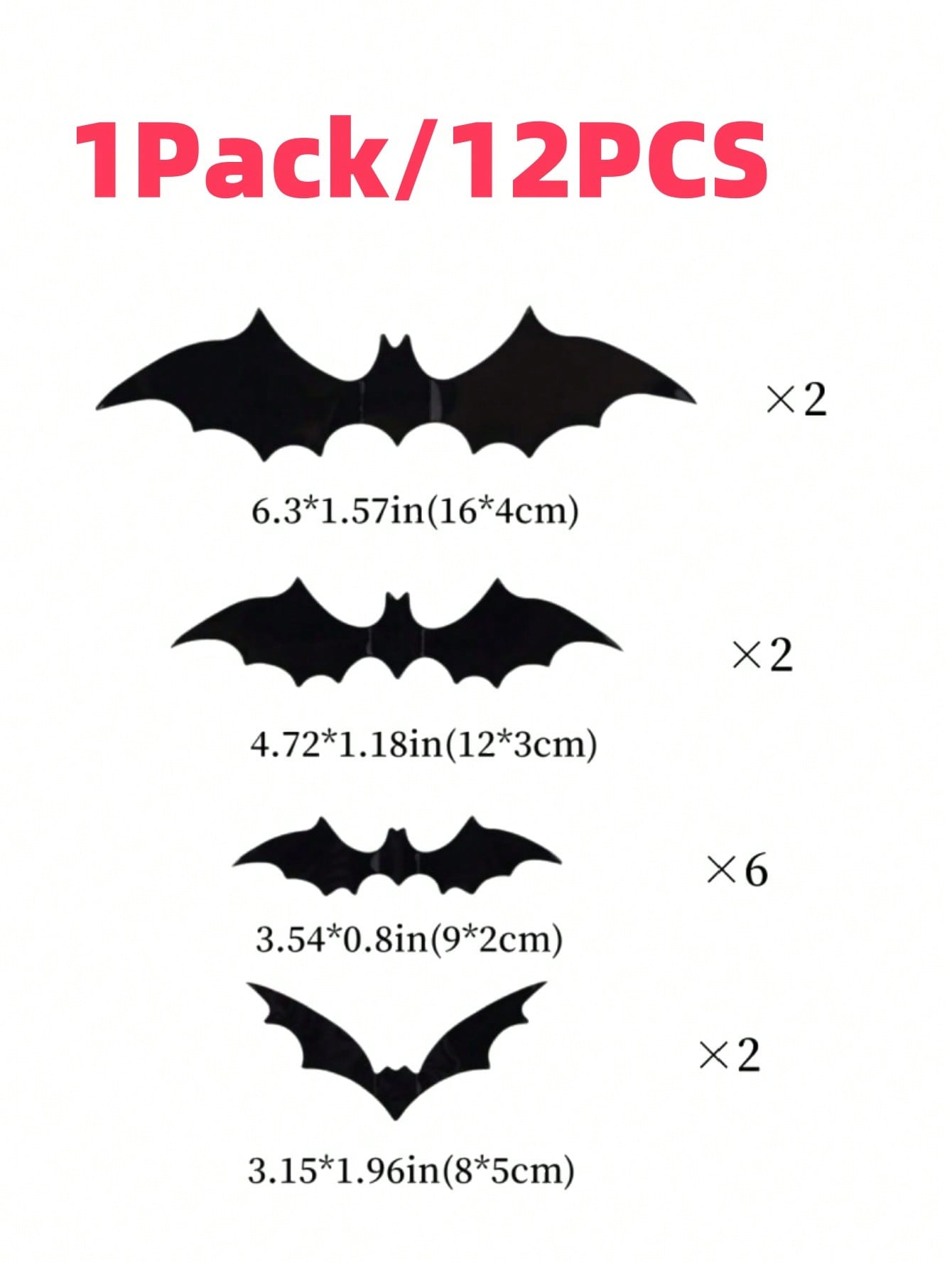 

12Pcs/Pack PVC 3D Black Horror Bat Wall Stickers Set DIY Halloween Party Essentials for Home Window Art Decals (as the picture,12PCS-Pack)
